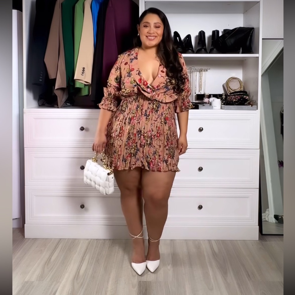 Tan floral dress